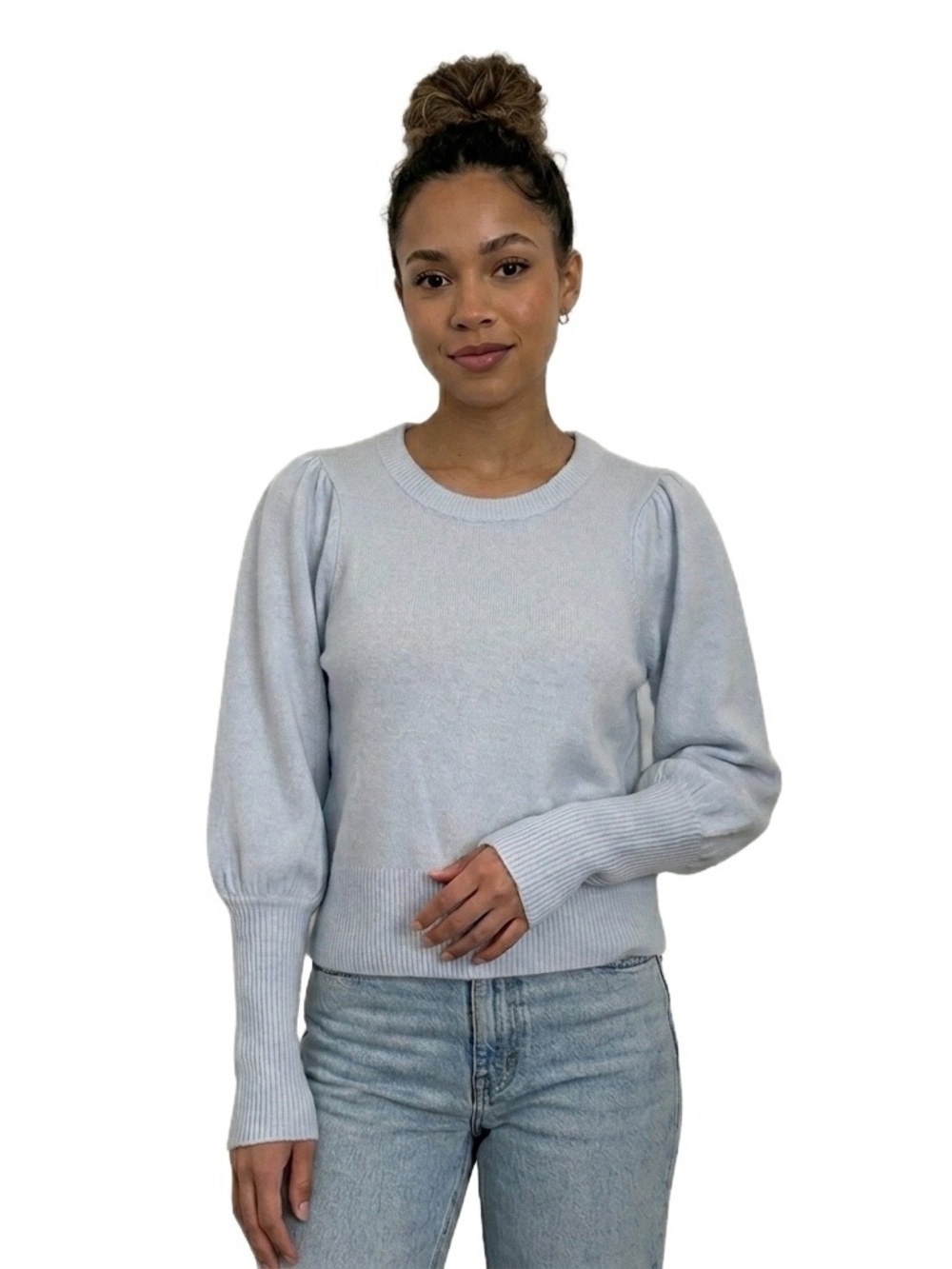 CeCe Light Blue Balloon Sleeve Knit Sweater NWT